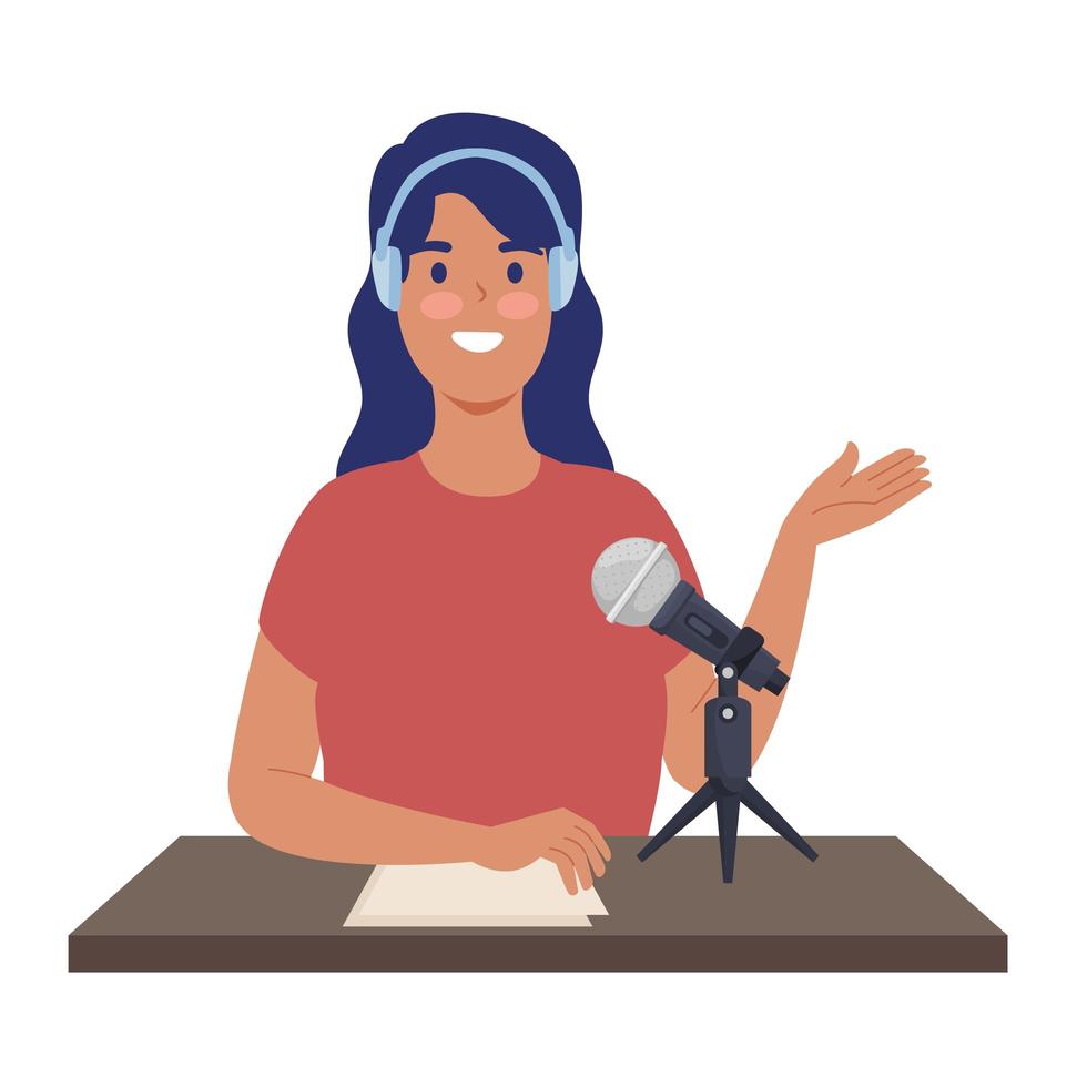 ícone de podcaster de mulher vetor