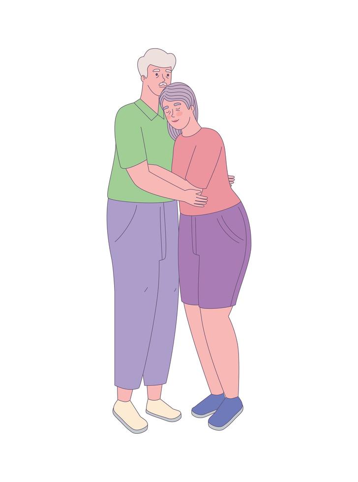 velho e mulher se abraçando vetor