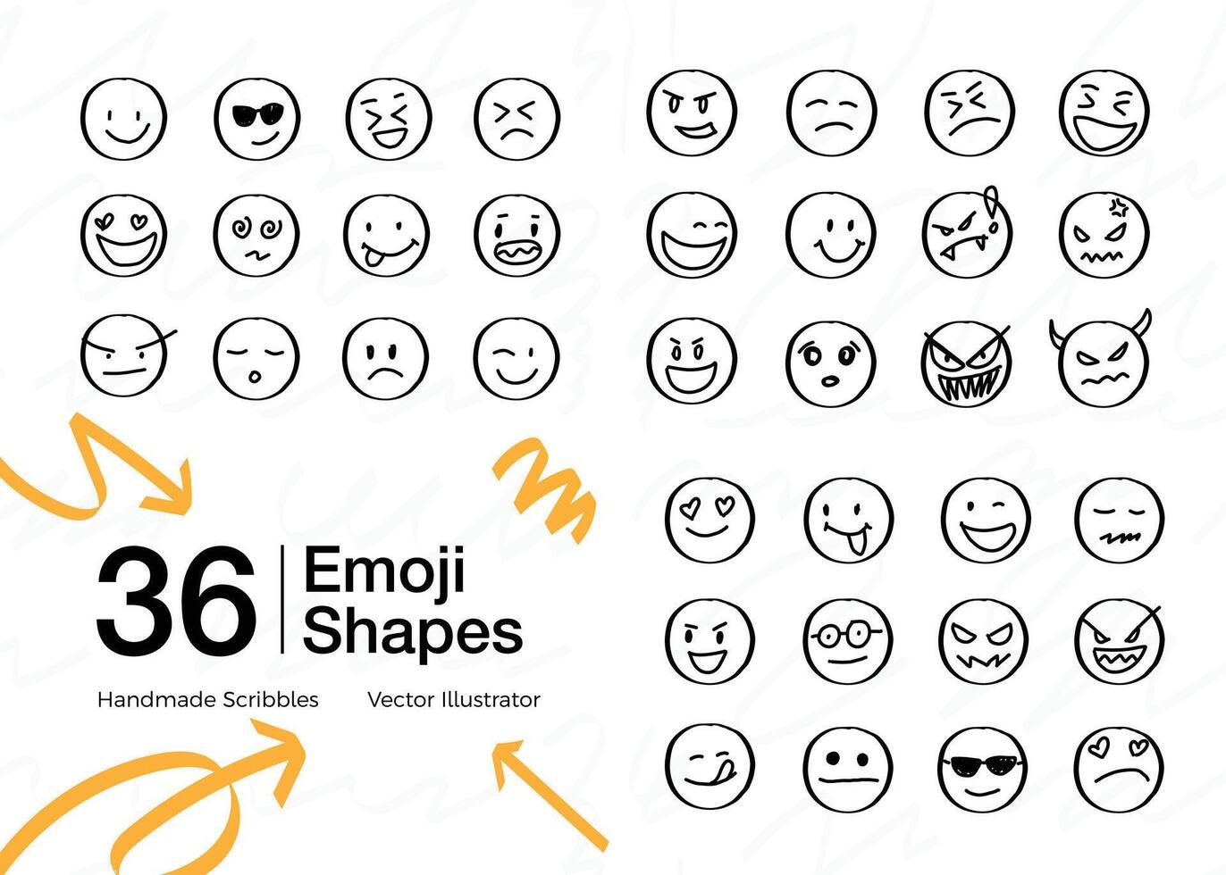 mão desenhado personagem emoji coleção vetor