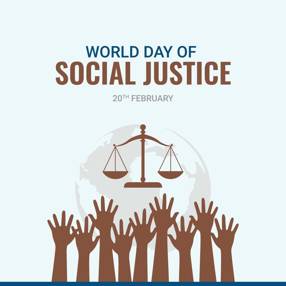 editável Projeto do mundo social justiça dia para promover social justiça, Incluindo esforços para endereço problemas tal Como pobreza, e gênero igualdade. internacional justiça dia. vetor ilustração