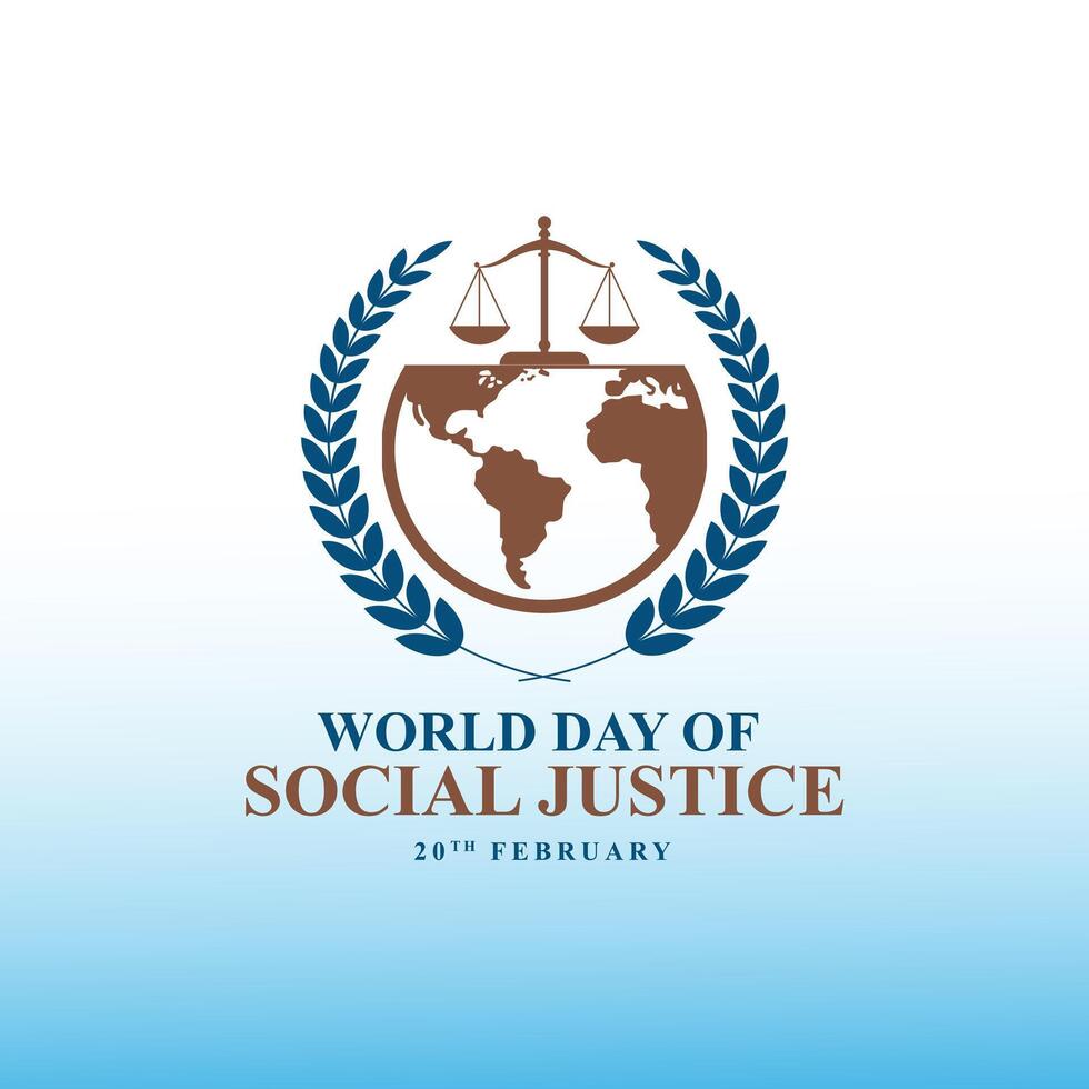 editável Projeto do mundo social justiça dia para promover social justiça, Incluindo esforços para endereço problemas tal Como pobreza, e gênero igualdade. internacional justiça dia. vetor ilustração