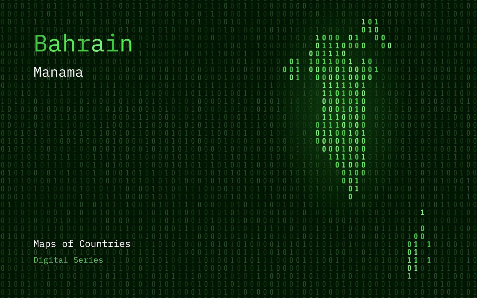 bahrain mapa mostrando dentro binário código padronizar. tsmc. matriz números, zero, um. mundo países vetor mapas. digital Series