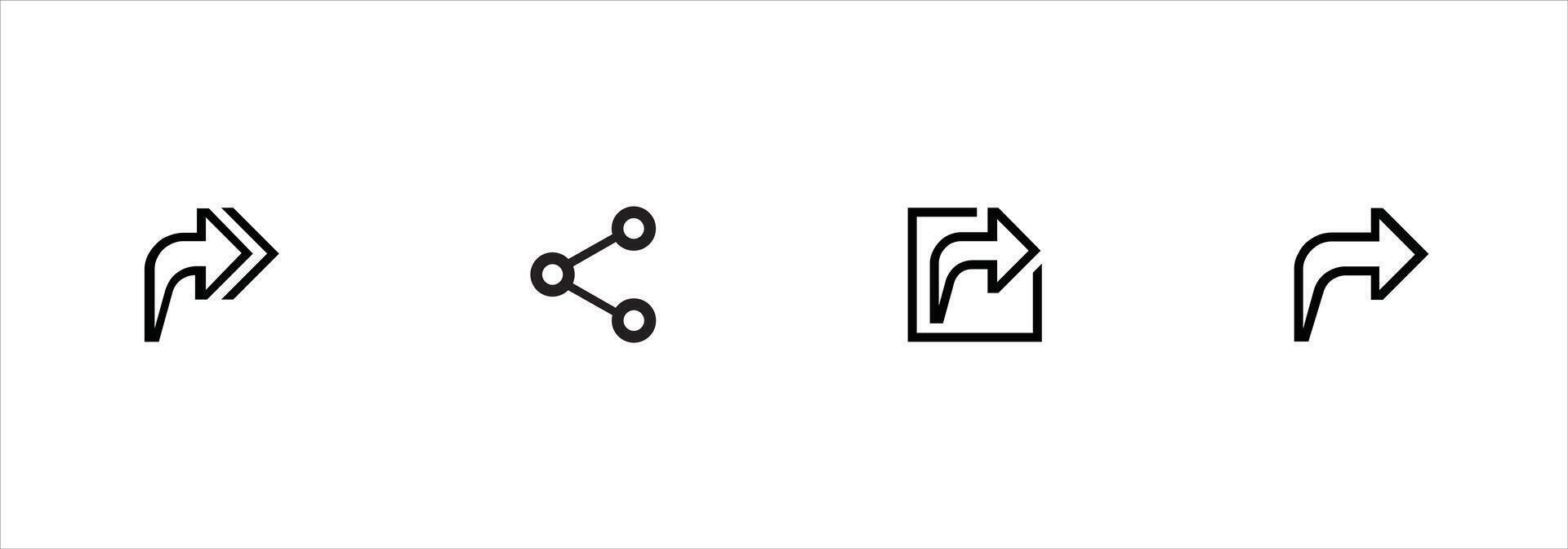 compartilhar seta ícone resposta mandar frente ícones botão. partilha ícones conjunto para apps e sites vetor