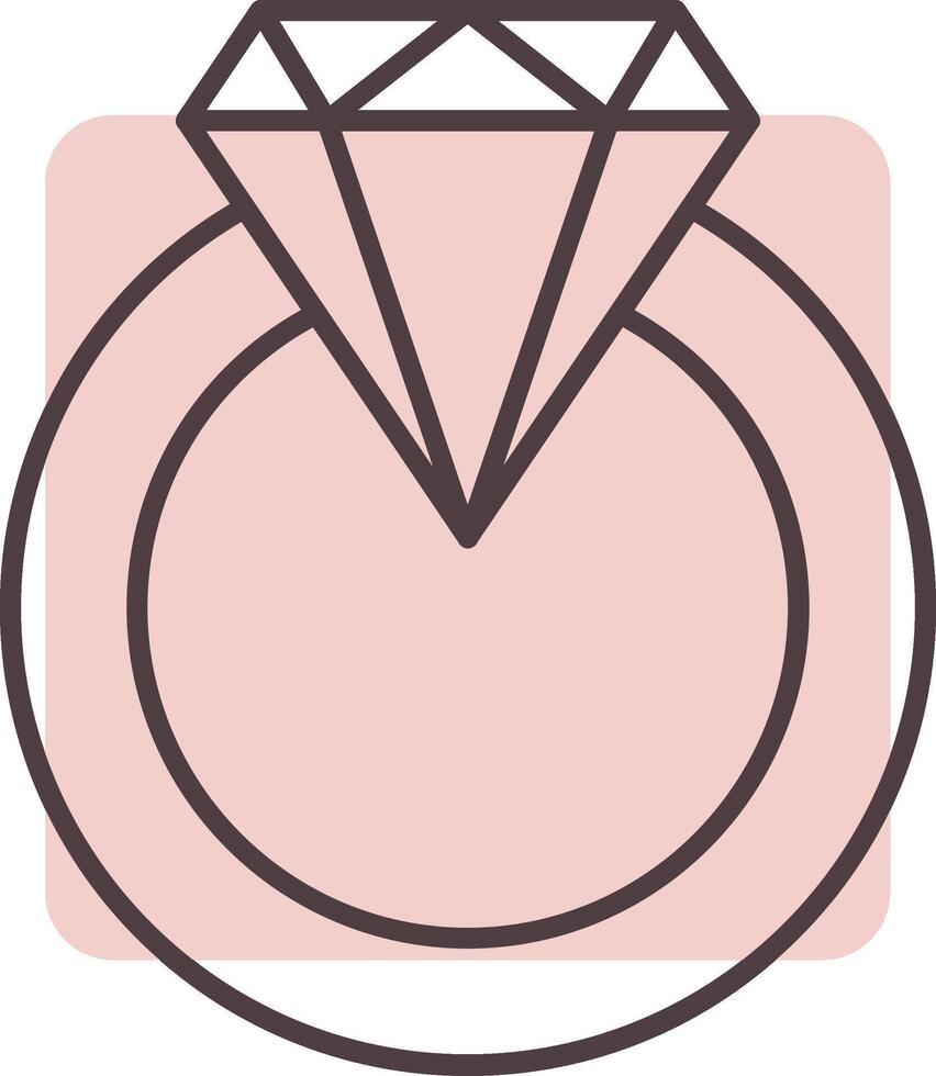 diamante anel linha forma cores ícone vetor