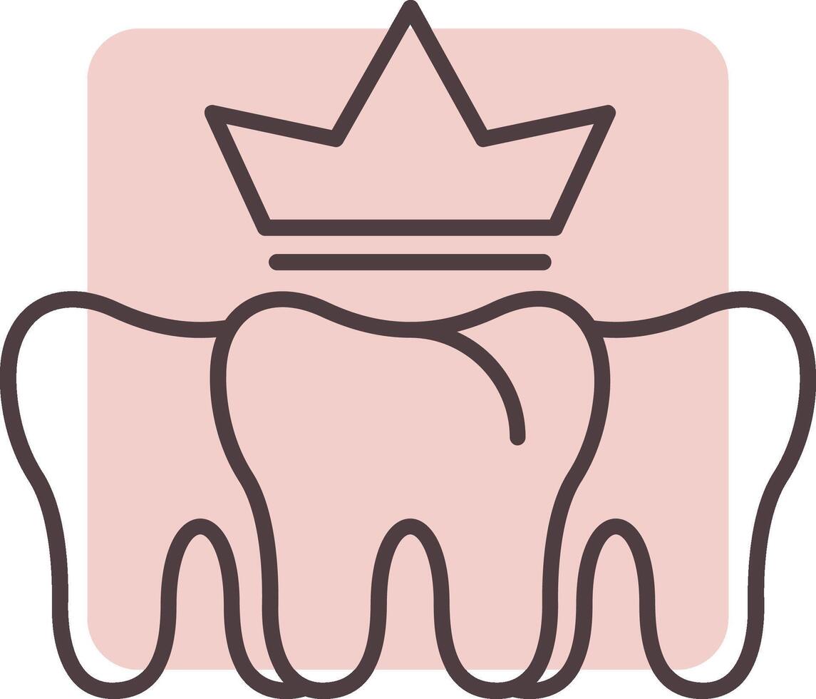 dental coroa linha forma cores ícone vetor