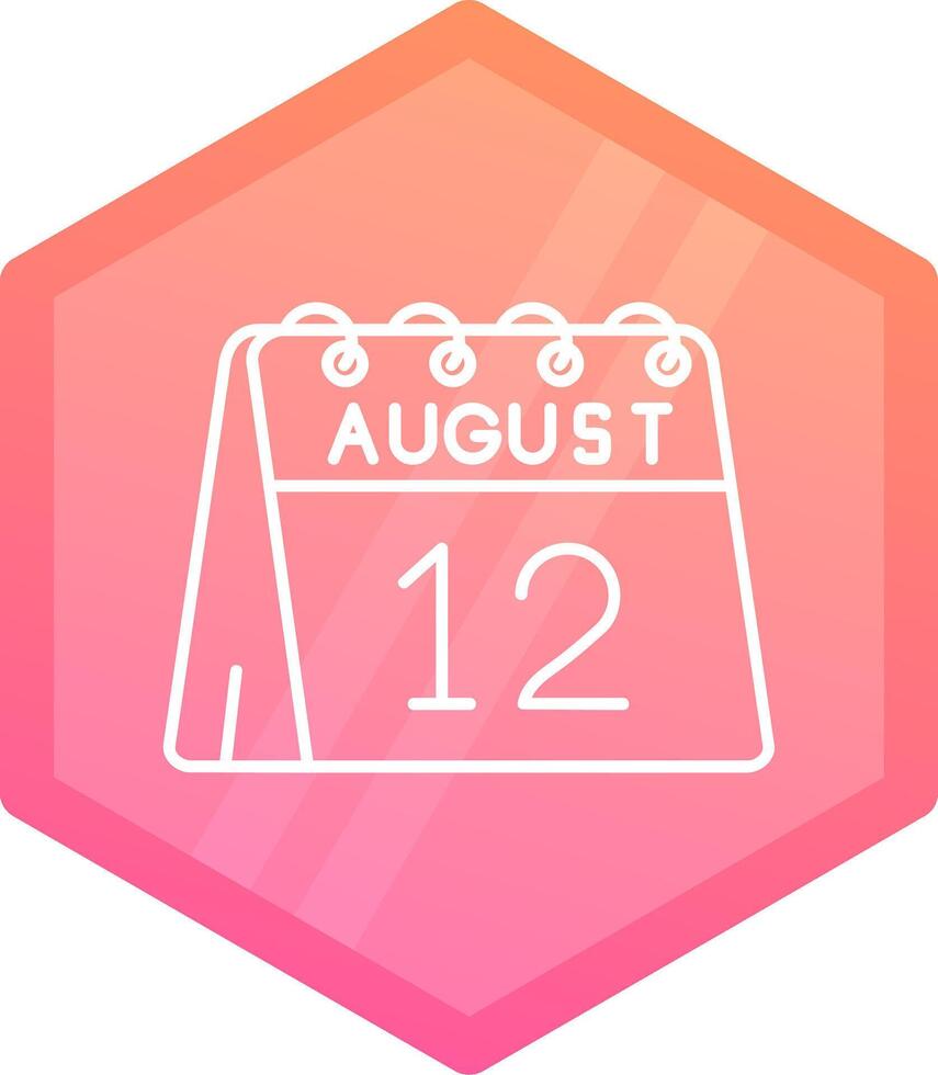 12º do agosto gradiente polígono ícone vetor