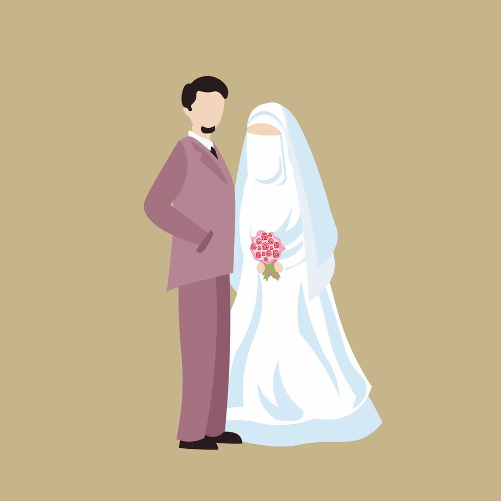 ilustração de hijab de noivos vetor