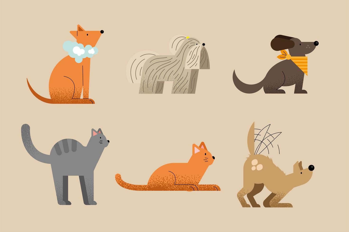 seis ícones de lavagem de animais de estimação vetor