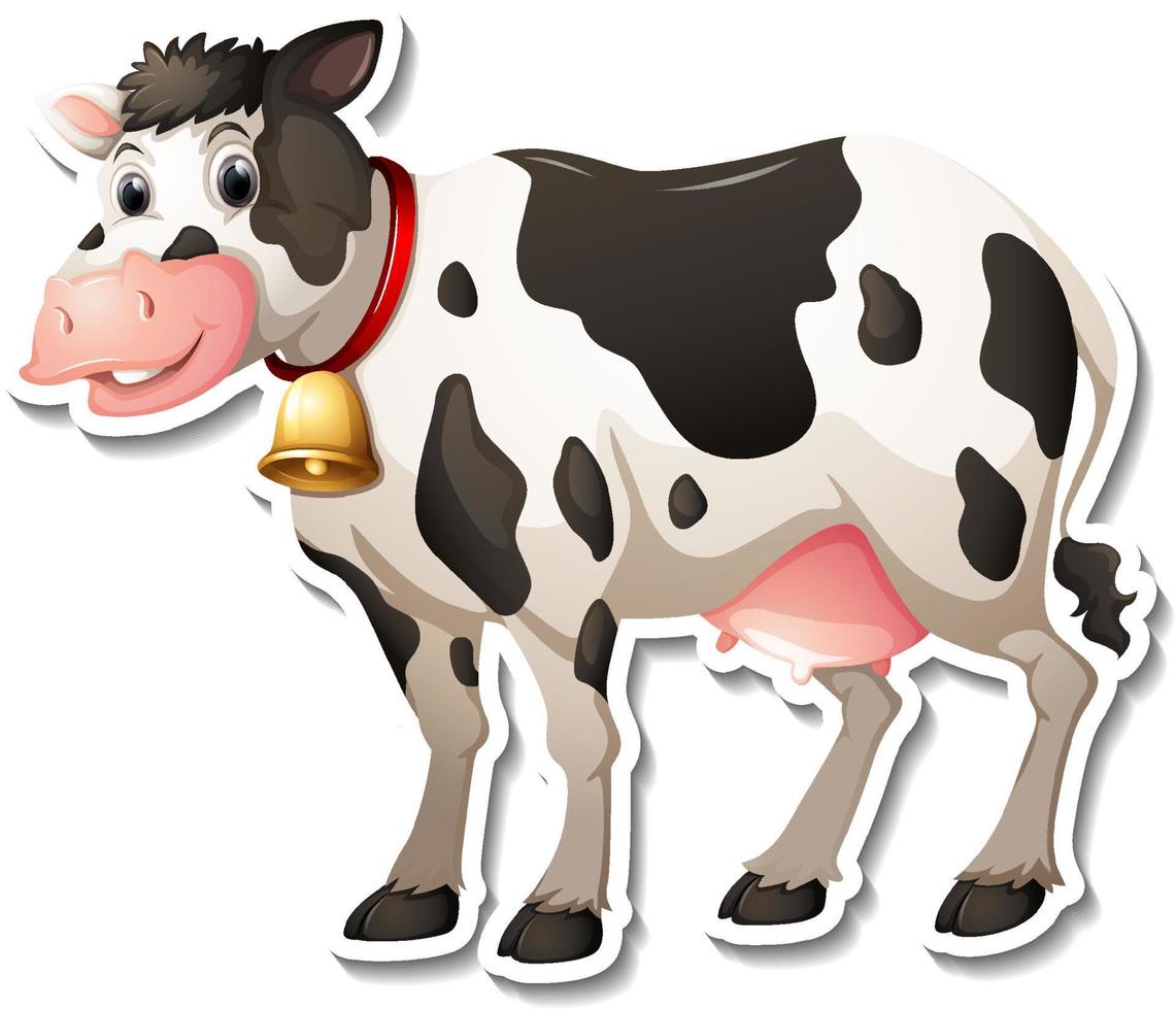Adesivo de animal de fazenda de vaca vetor