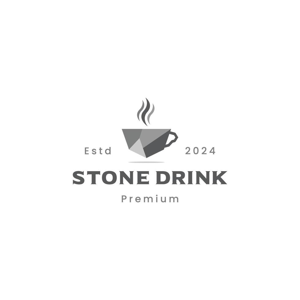 montanha cafeteria logotipo, café copo pedra logotipo ilustração vetor