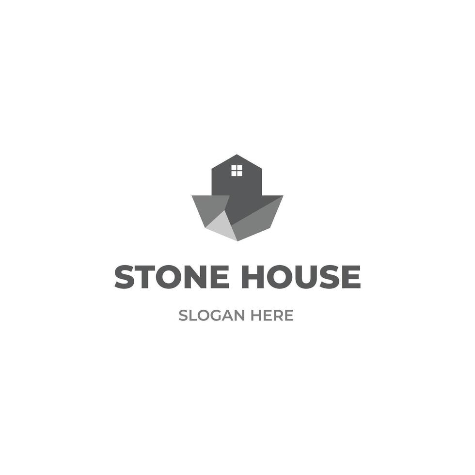 pedra casa logotipo Projeto em isolado fundo vetor