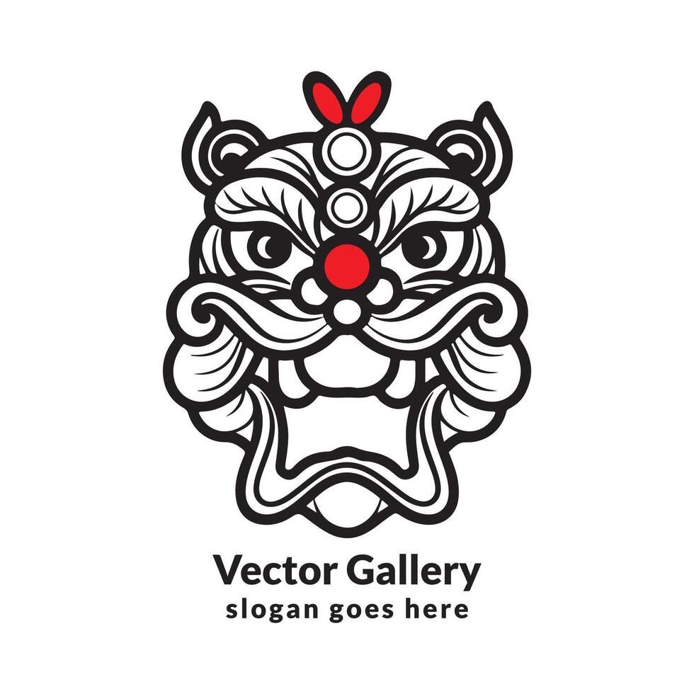 chinês Novo ano leão dança ilustração e leão face logotipo Projeto vetor