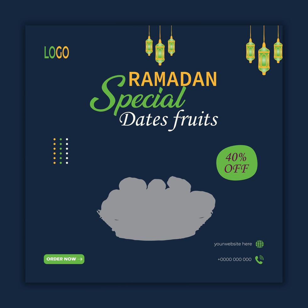 Ramadã especial datas fruta venda social meios de comunicação bandeira modelo vetor