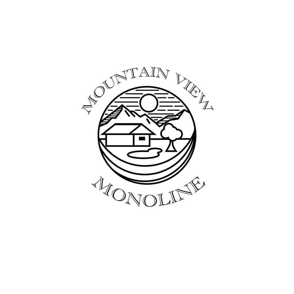 montanha Visão monoline vetor para logotipo, ícone, símbolo, modelo, projeto, etc