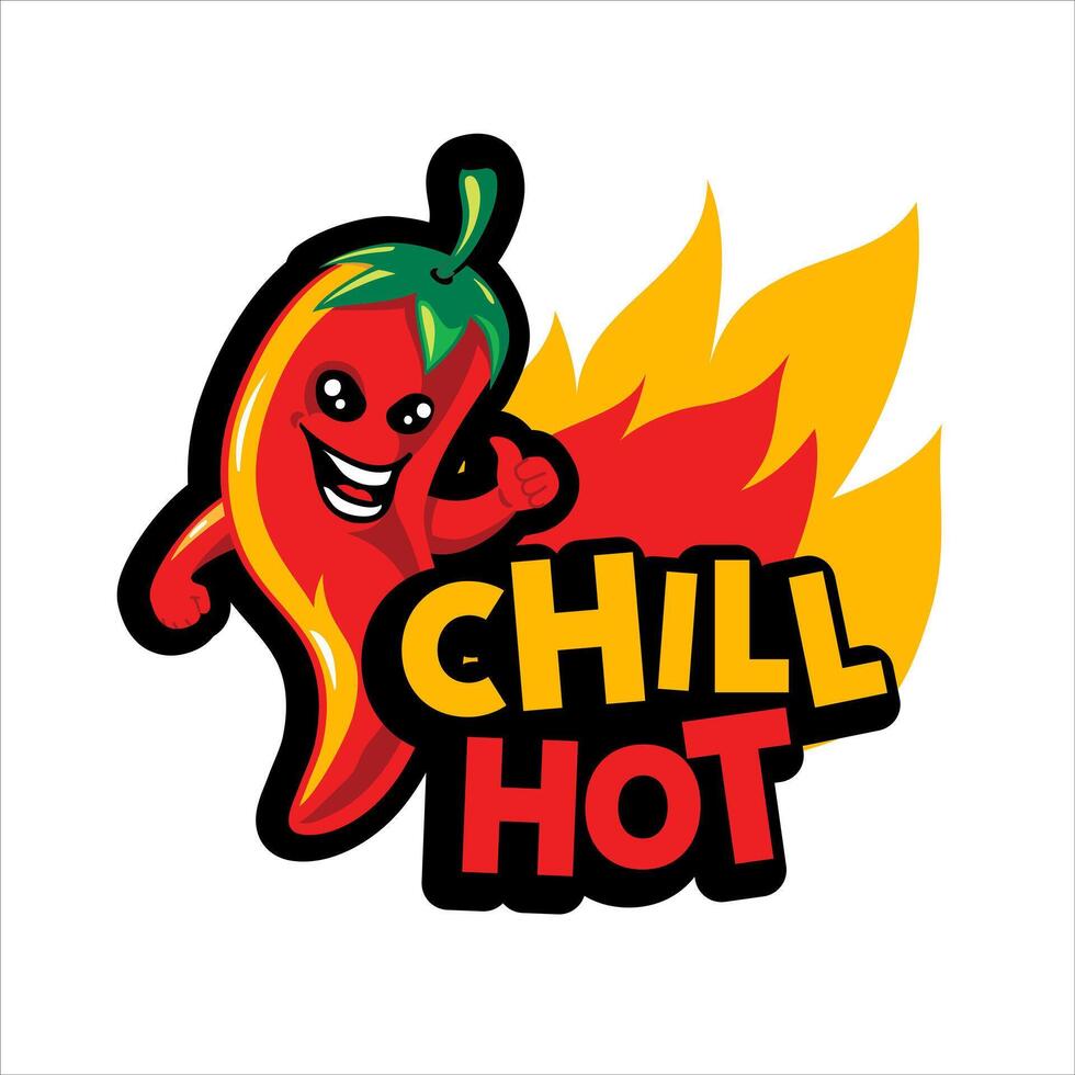 vermelho quente Pimenta mascote logotipo com nome texto vetor