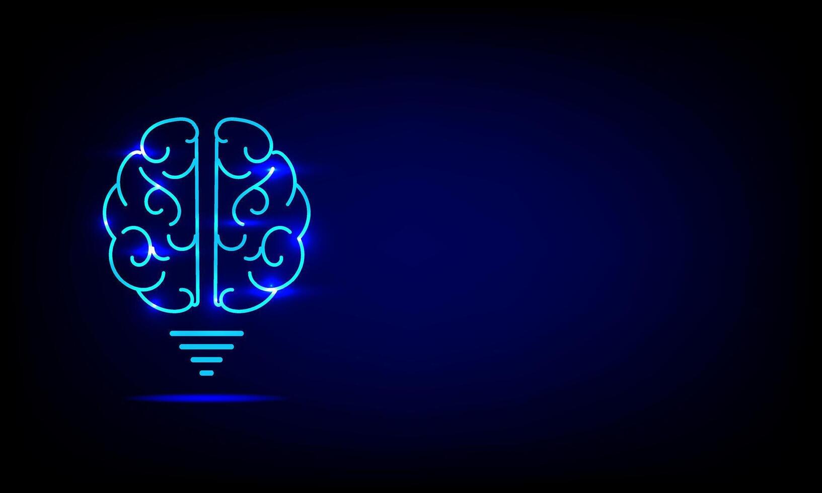 criativo e idéia conceito. luz lâmpada cérebro com luz raios em azul fundo. artificial inteligência. mecanismo trabalho em equipe engenheiro. vetor