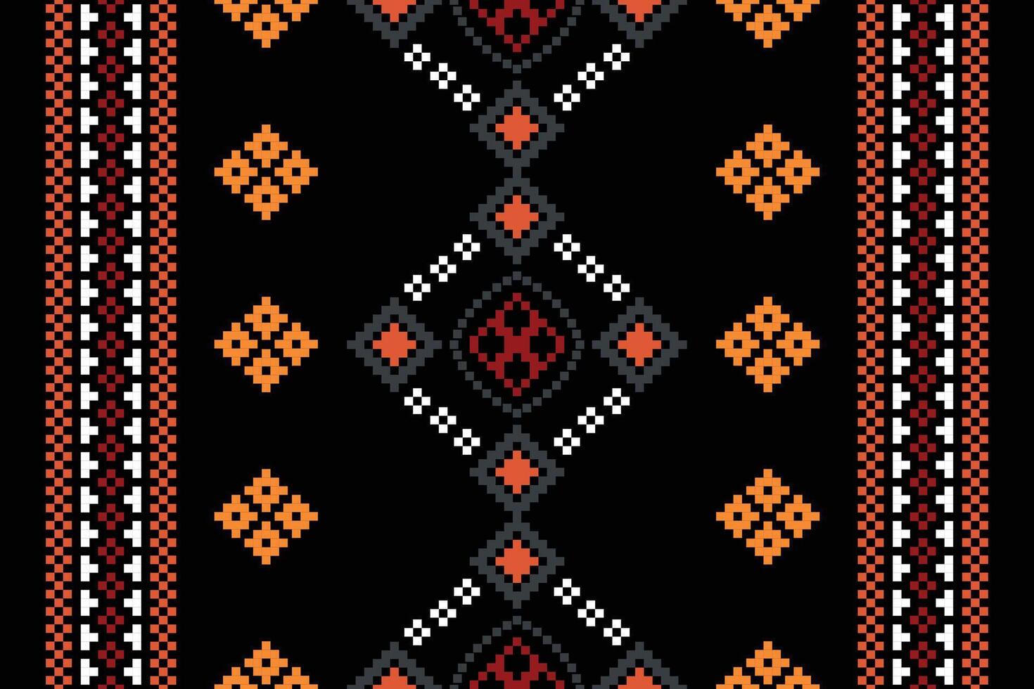 étnico geométrico tecido padronizar Cruz ponto.ikat bordado étnico oriental pixel padronizar Preto fundo. resumo,vetor,ilustração. textura,vestuário,quadro,decoração,motivos,seda papel de parede. vetor