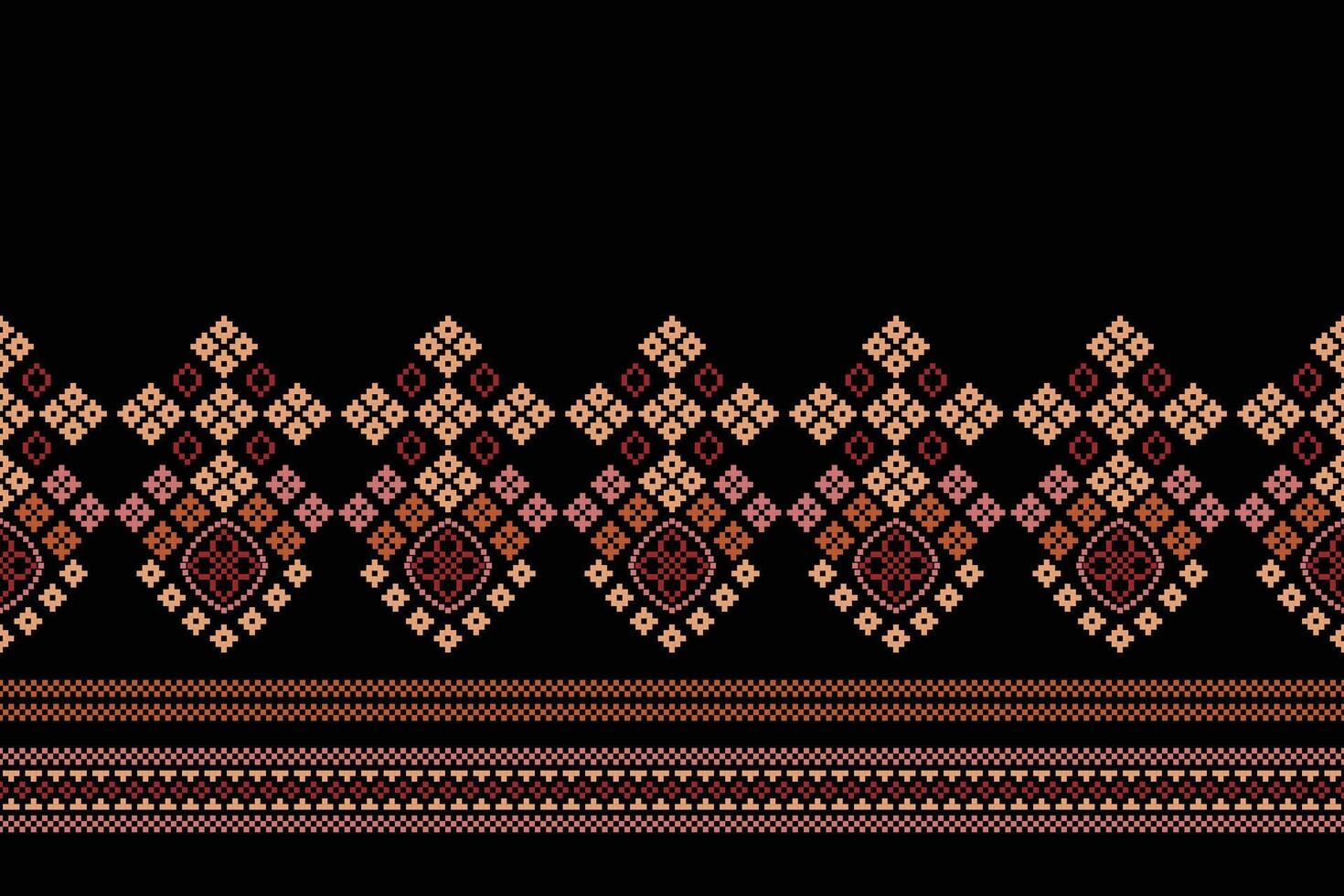 étnico geométrico tecido padronizar Cruz ponto.ikat bordado étnico oriental pixel padronizar Preto fundo. resumo,vetor,ilustração. textura,vestuário,quadro,decoração,motivos,seda papel de parede. vetor