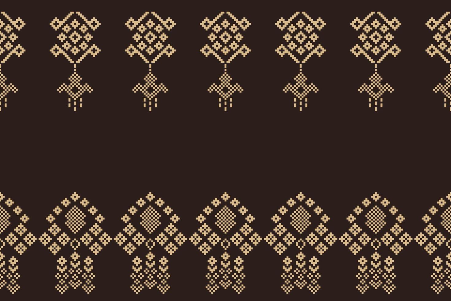 étnico geométrico tecido padronizar Cruz ponto.ikat bordado étnico oriental pixel padronizar Castanho fundo. resumo,vetor,ilustração. textura,vestuário,cachecol,decoração,motivos,seda papel de parede. vetor