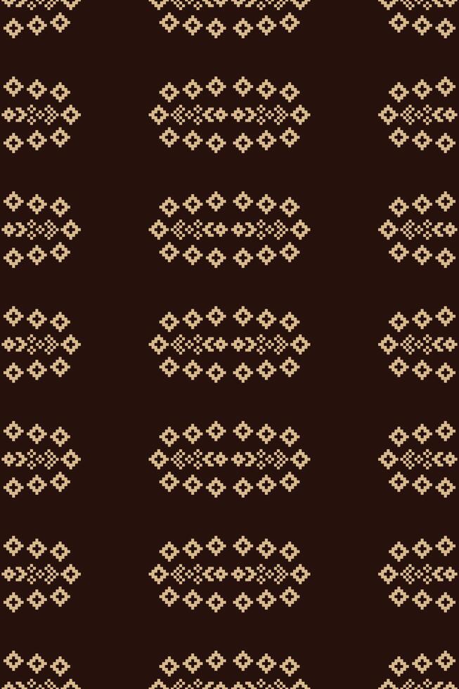 tradicional étnico motivos ikat geométrico tecido padronizar Cruz ponto.ikat bordado étnico oriental pixel Castanho fundo. resumo,vetor,ilustração. textura, lenço, decoração, papel de parede. vetor