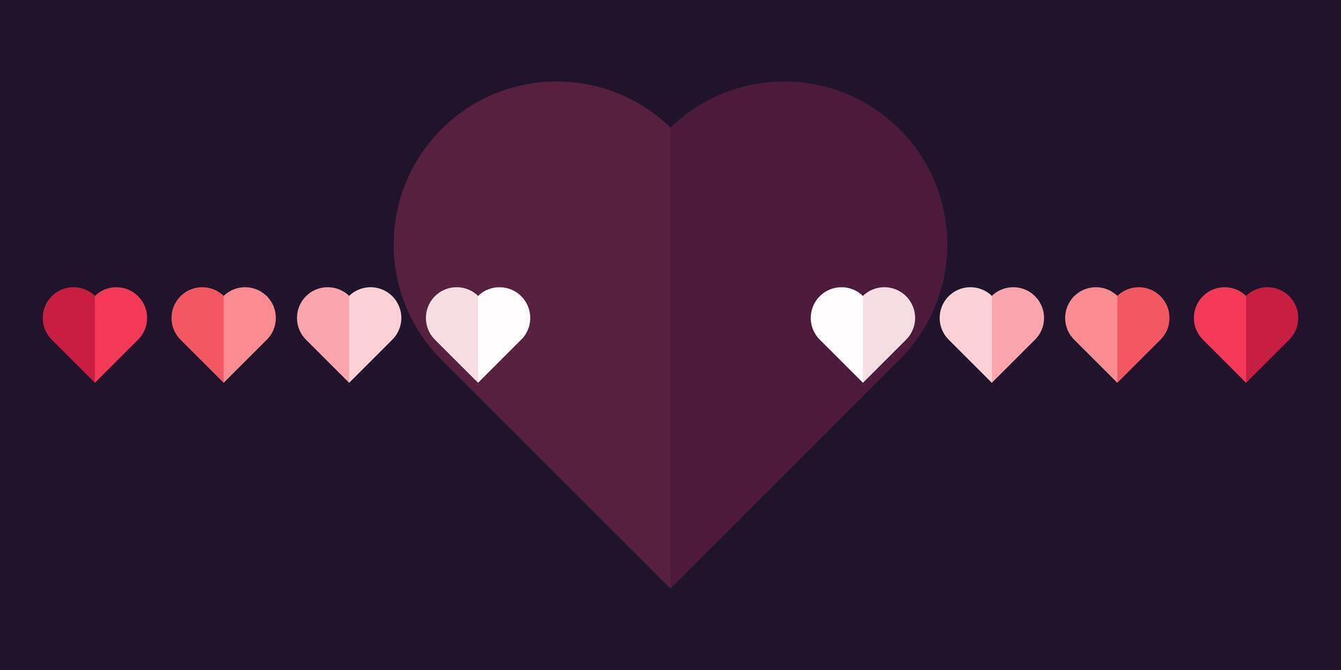 vermelho e Rosa corações bandeira projeto, corações elementos, objetos, símbolos, coração interface do usuário, ux e usava dentro amor conceitos, vetor ilustração