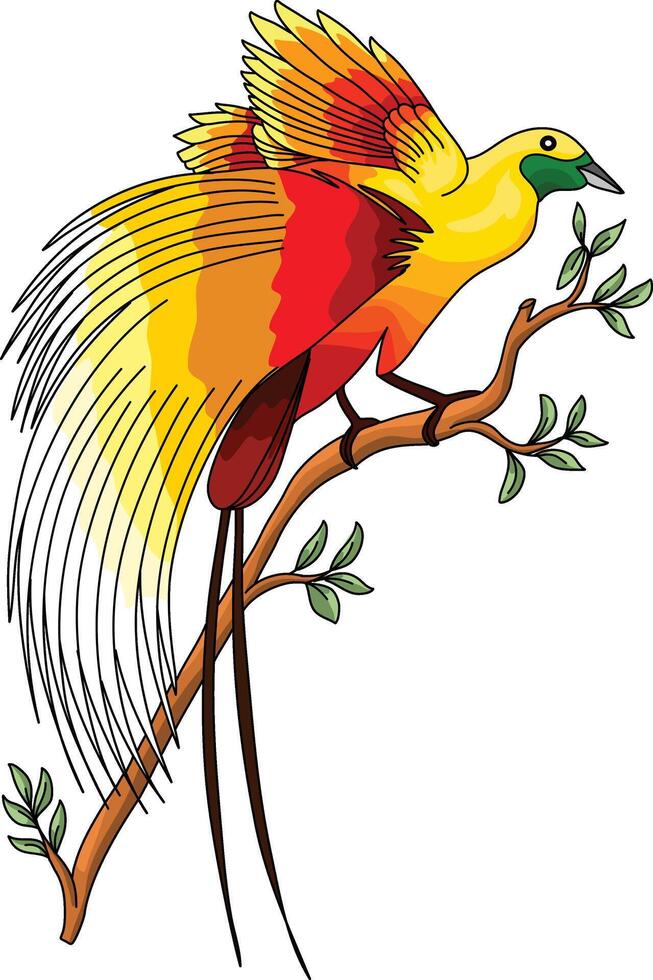 vetor pássaro do paraíso empoleirado em uma árvore ramo