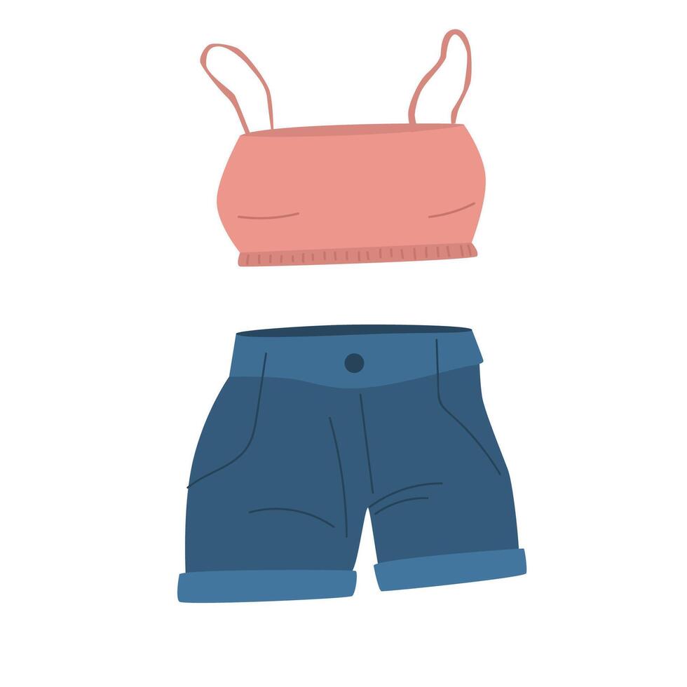 roupas. moda. topo com shorts. vetor ilustração dentro moderno estilo.