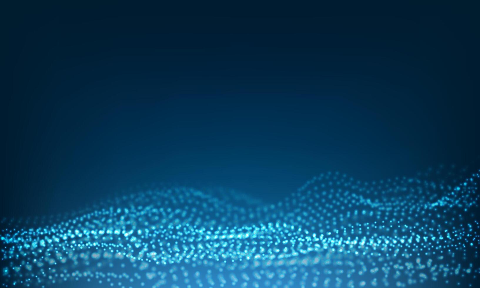 abstrato azul partículas fluxo onda ponto panorama digital dados estrutura futuro malha rede tecnologia fundo vetor