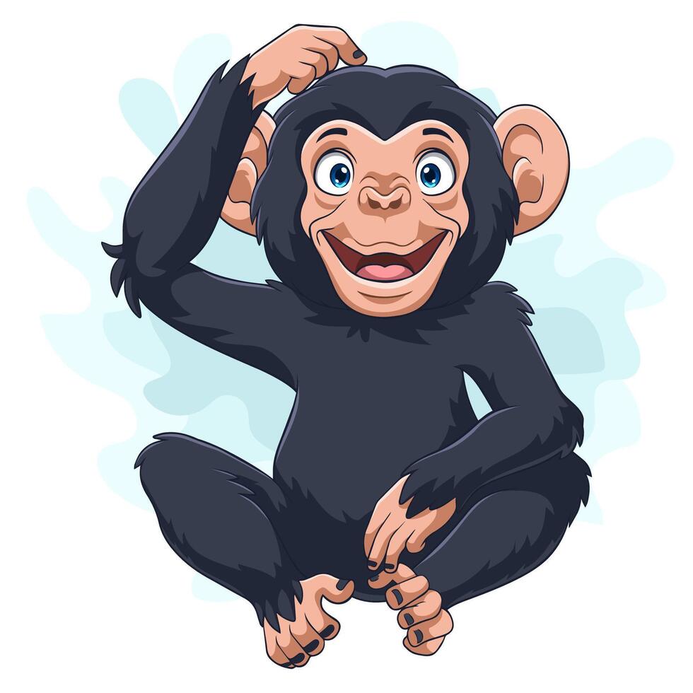 desenho animado feliz chimpanzé em branco fundo vetor