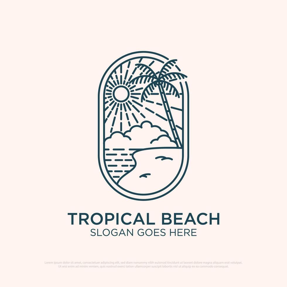 tropical de praia logotipo Projeto com linha arte simples vetor minimalista ilustração modelo