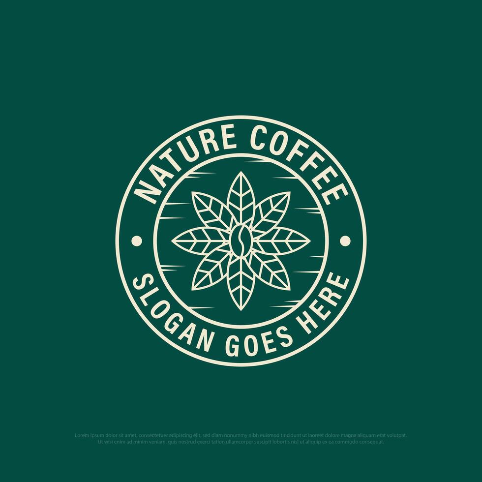 vintage natureza café logotipo distintivo, comida e bebidas vetor ilustração com linha arte estilo