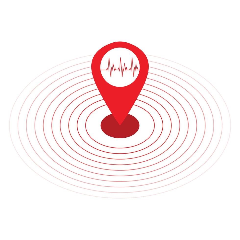 círculo vermelho tremor de terra ícone definir. volta vibração gráfico ou vermelho alerta radar. vetor isolado ilustração