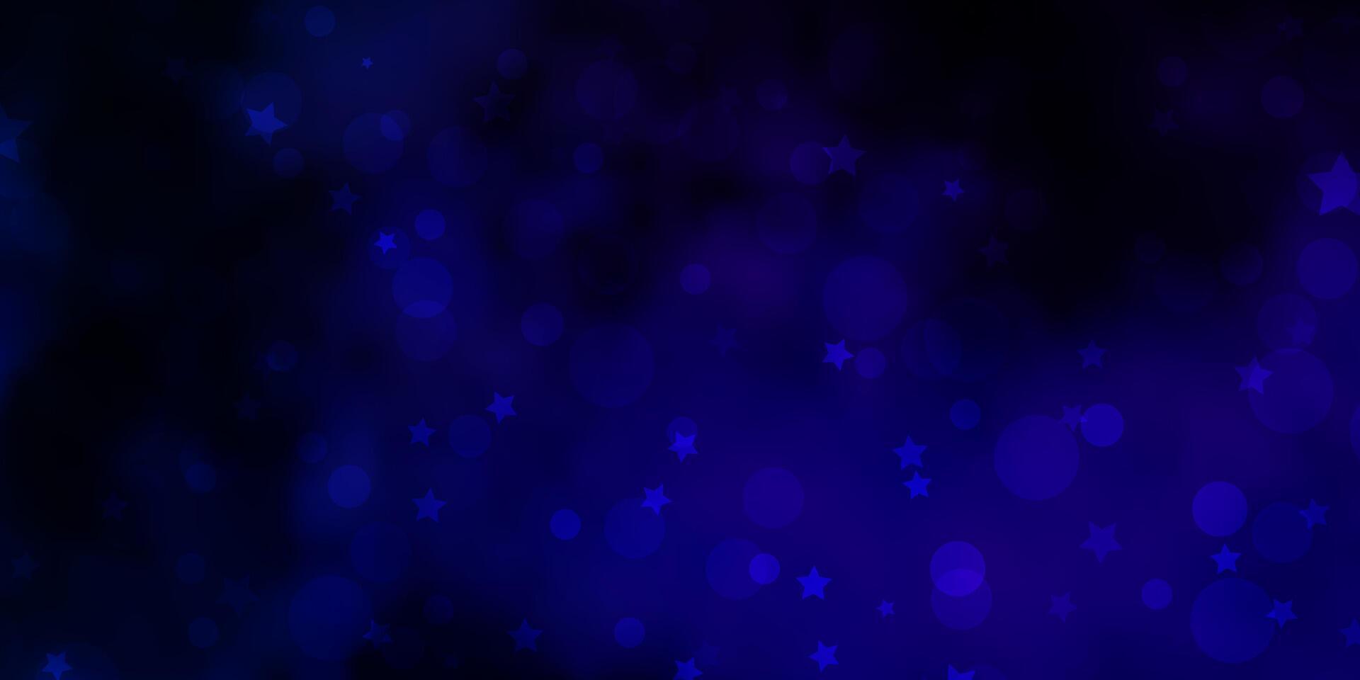 layout de vetor de azul escuro com círculos, estrelas.