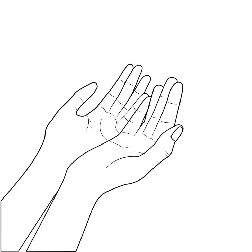 Rezar mãos fêmea Rezar mãos muçulmano Rezar ícone linha arte do Rezar mãos vetor ilustração