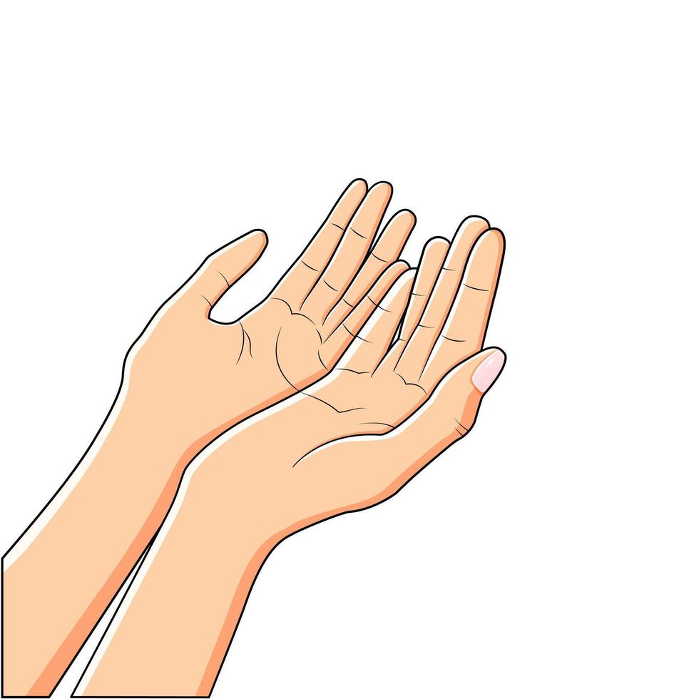 vetor Rezar mãos do fêmea muçulmano Rezar mãos cartunista ícone vetor ilustração