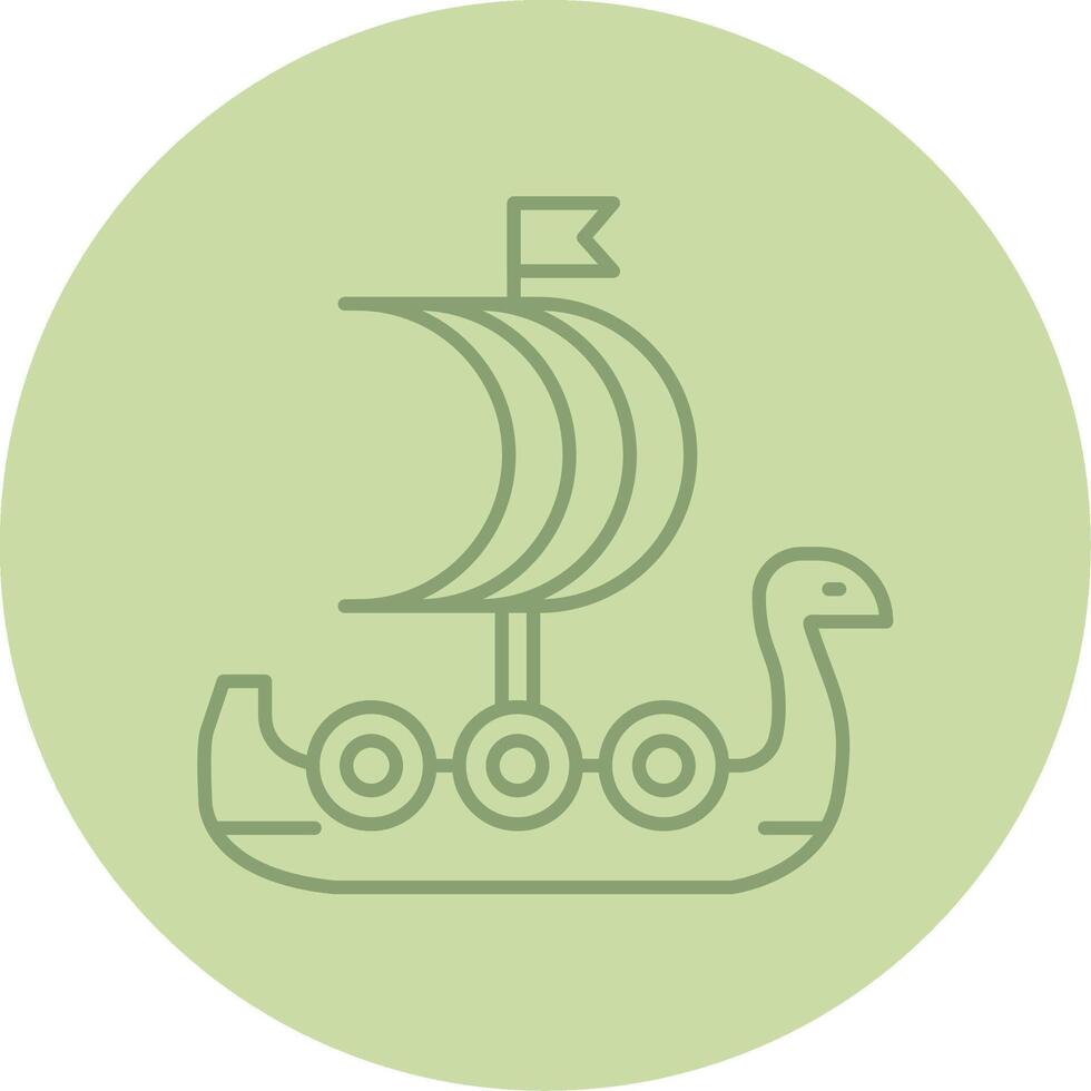 viking navio linha círculo multicolorido ícone vetor