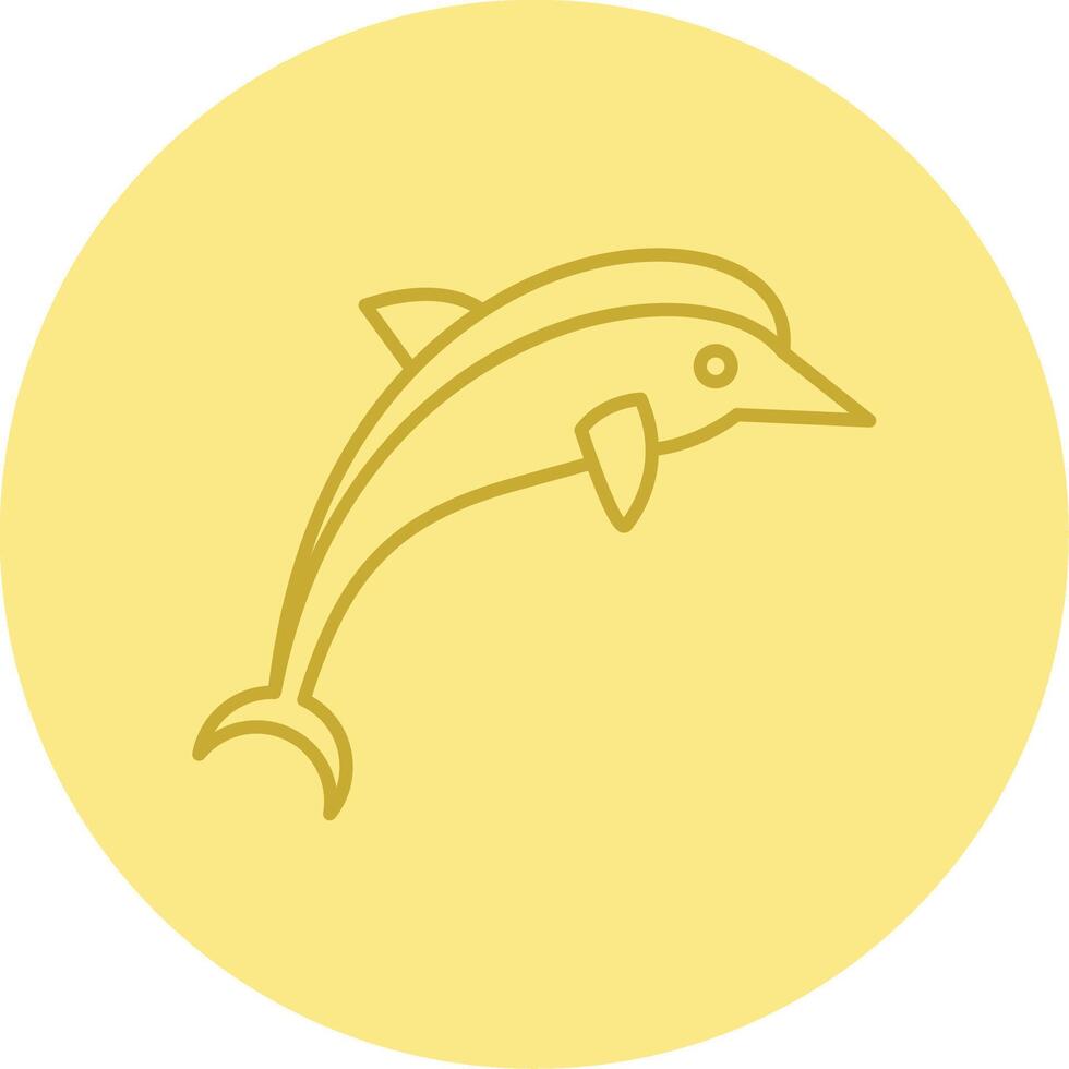 golfinho linha círculo multicolorido ícone vetor