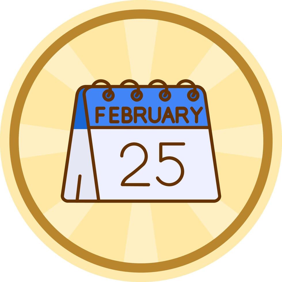Dia 25 do fevereiro quadrinho círculo ícone vetor