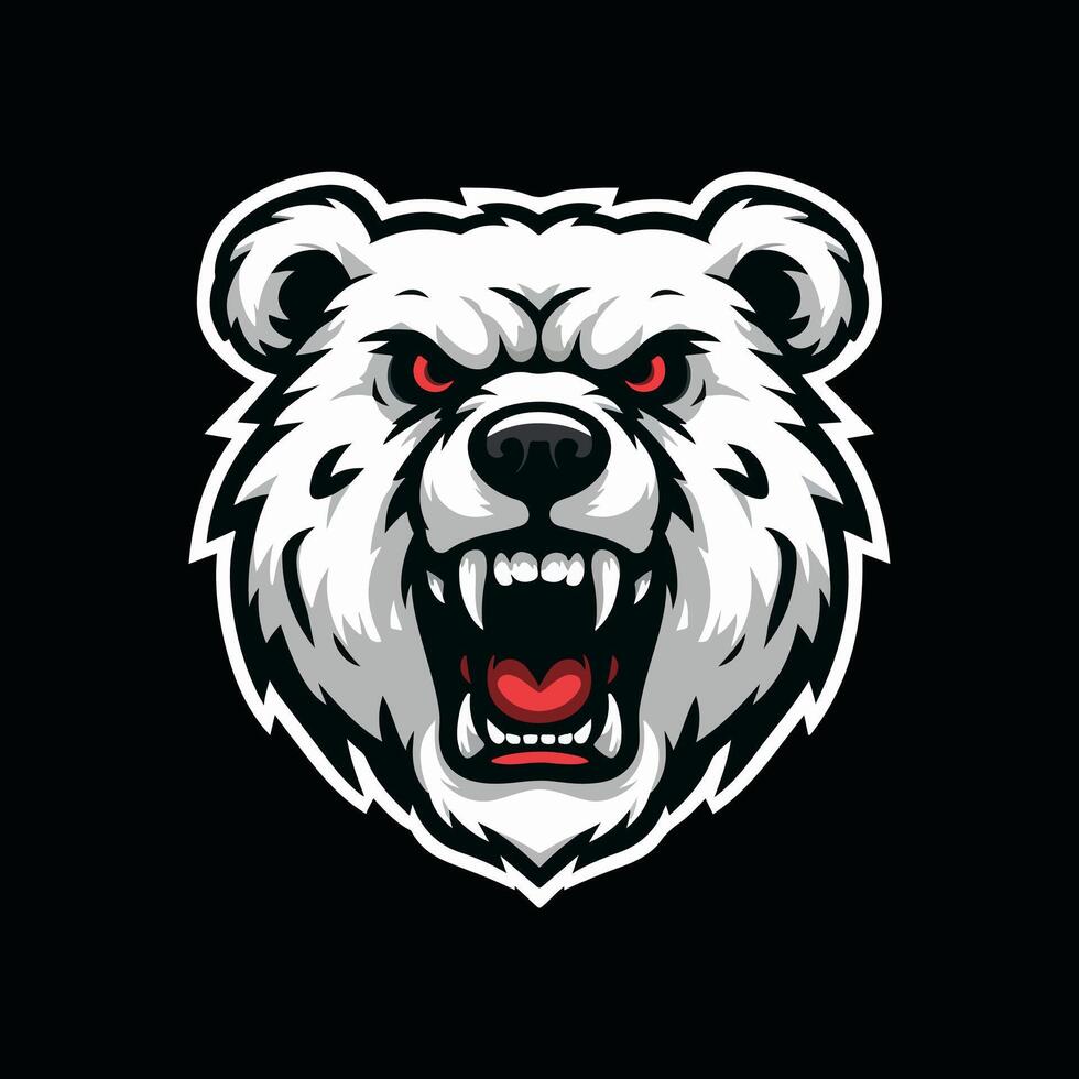 polar Urso cabeça mascote logotipo modelo vetor