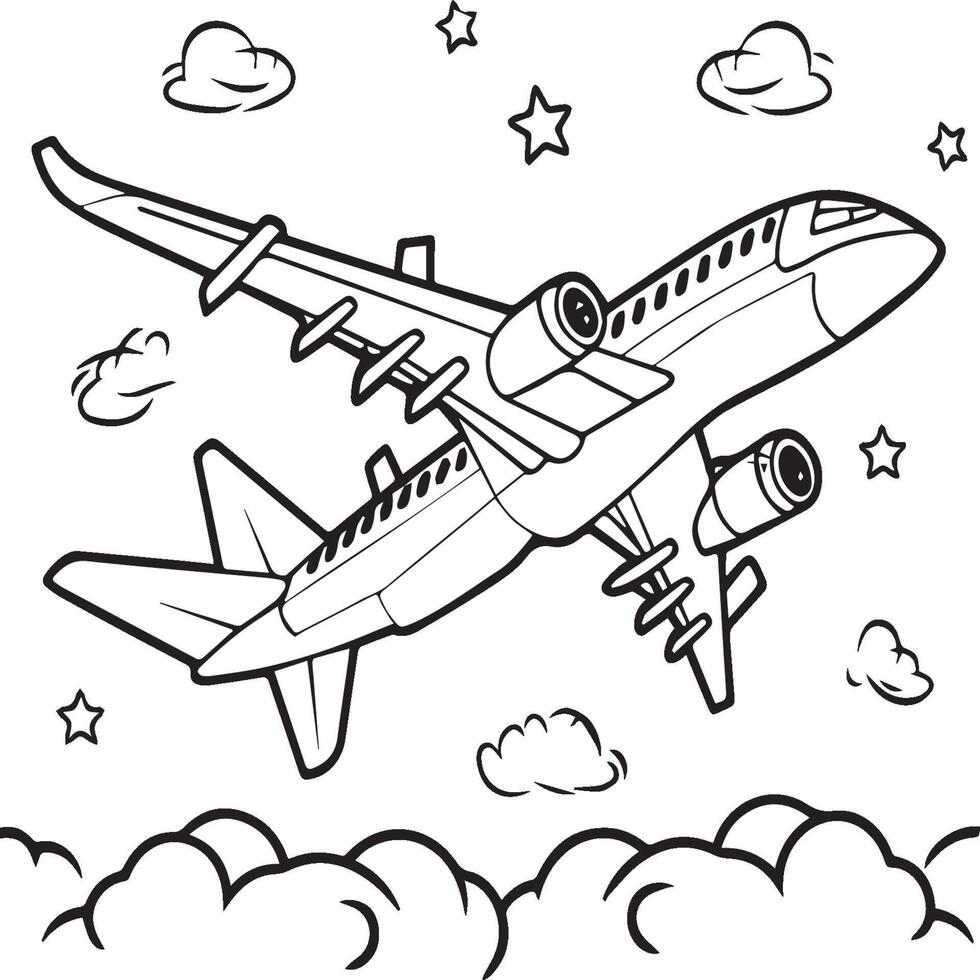 avião coloração Páginas. avião esboço ilustração vetor