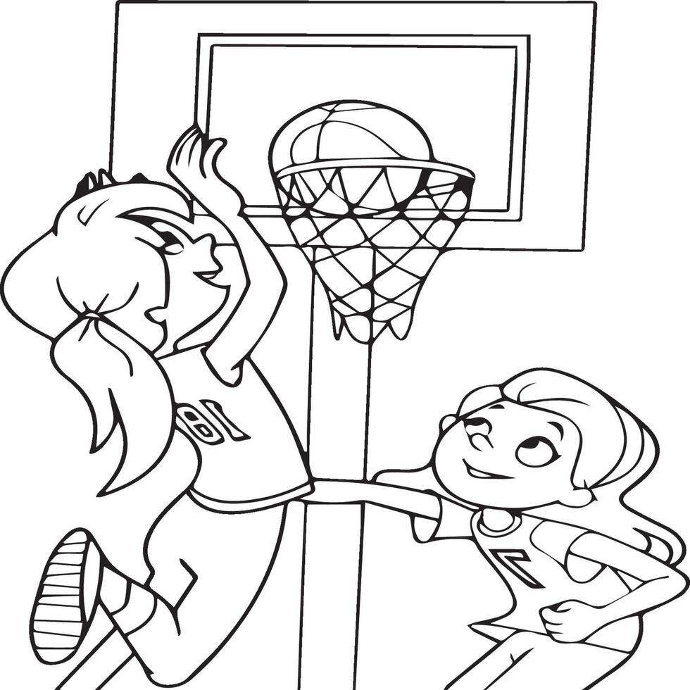 basquetebol coloração Páginas. basquetebol coloração Páginas para coloração livro vetor