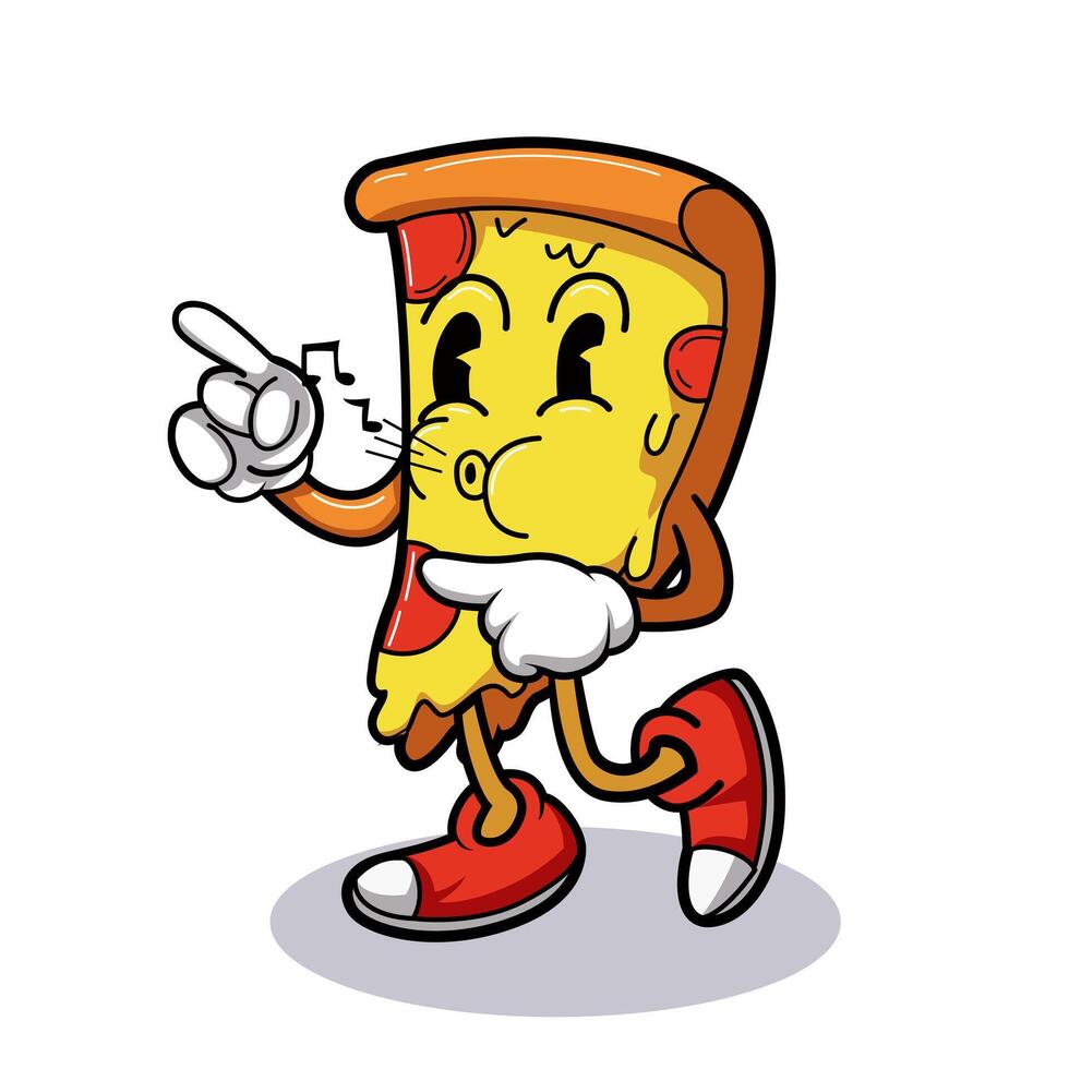 pizza velho desenho animado personagens, vintage personagem vetor