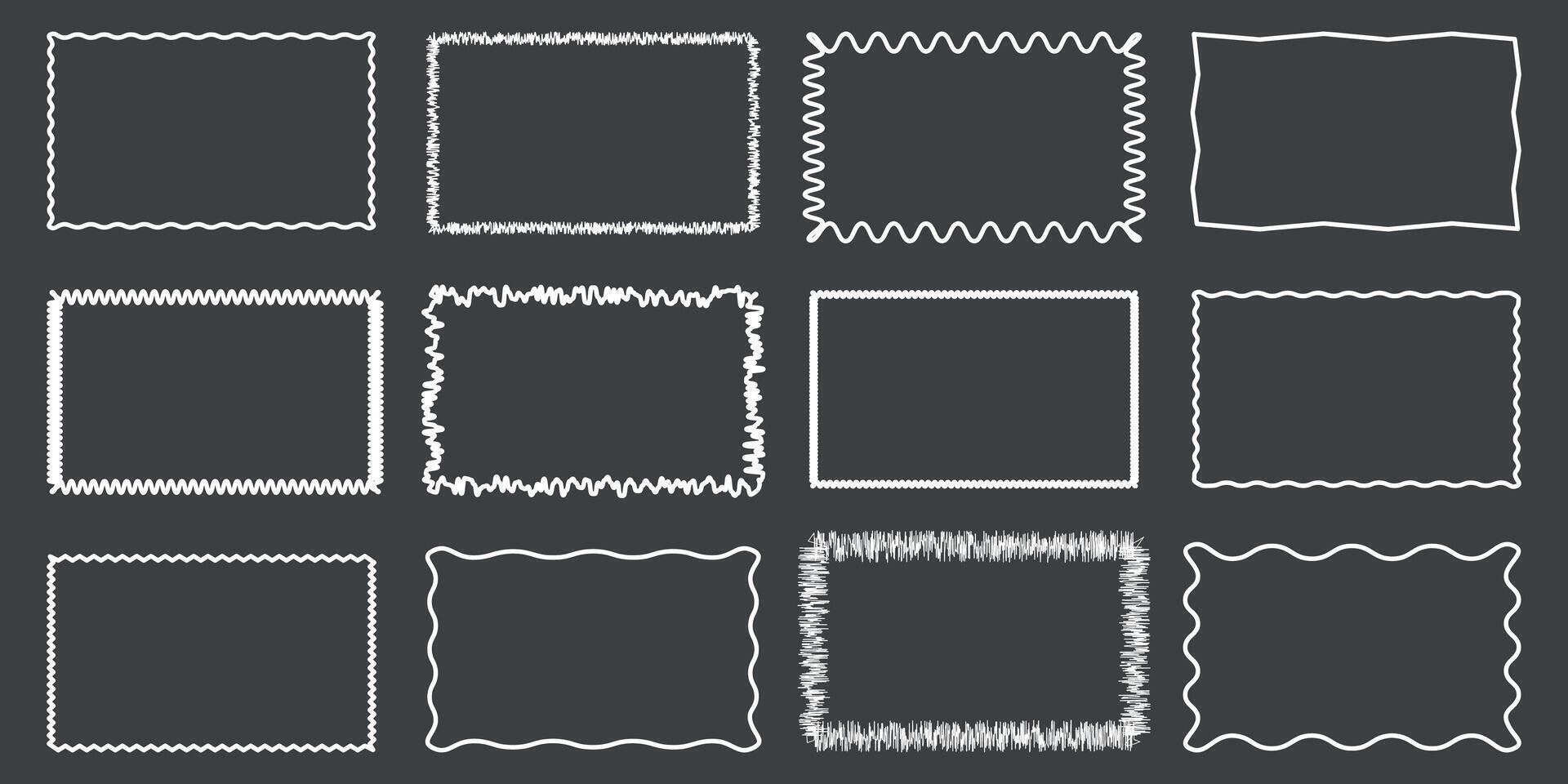 retângulo geométrico forma quadro, Armação com ondulado bordas.ziguezague ondulado Beira retângulo formas elementos conjunto.vetor ondulado sem dalução crachá para adesivos, bandeira, social meios de comunicação modelo, pôster, decoração.vetor irregular vetor