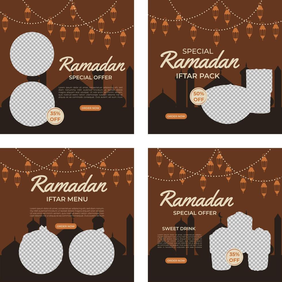 Ramadã cardápio modelo conjunto para social meios de comunicação promoção vetor