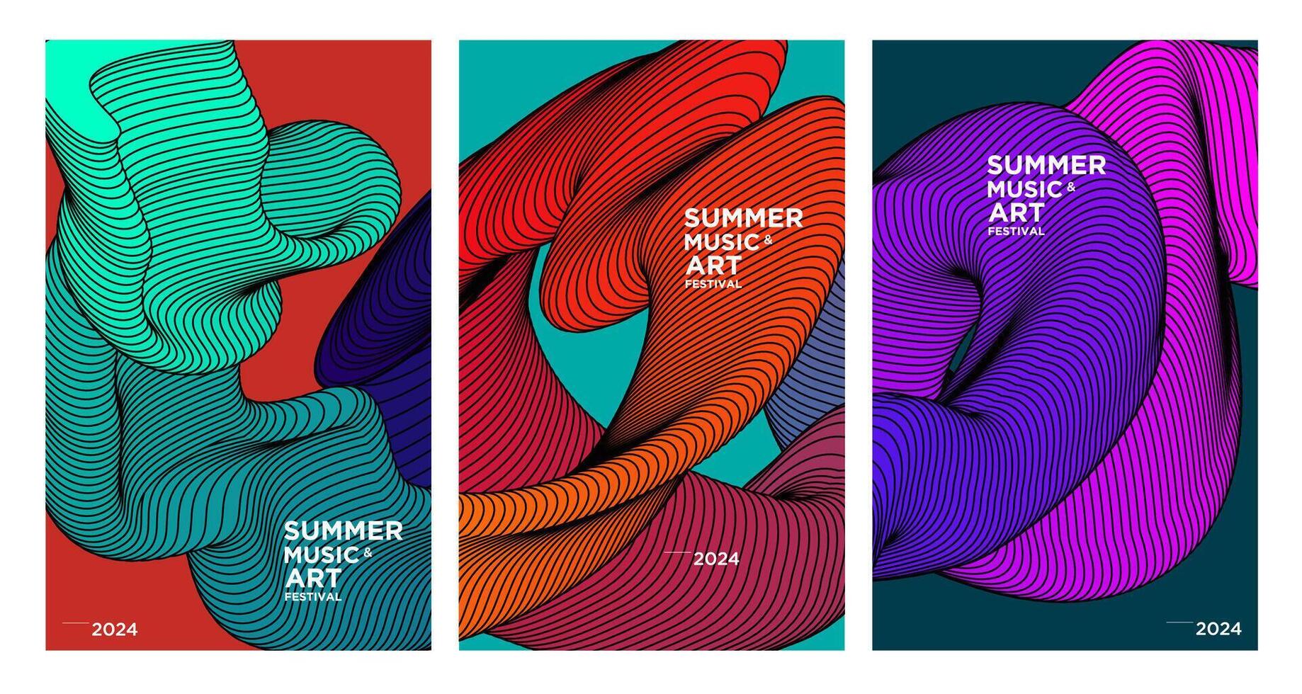 vetor colorida abstrato fluido fundo para verão arte e música festival 2024