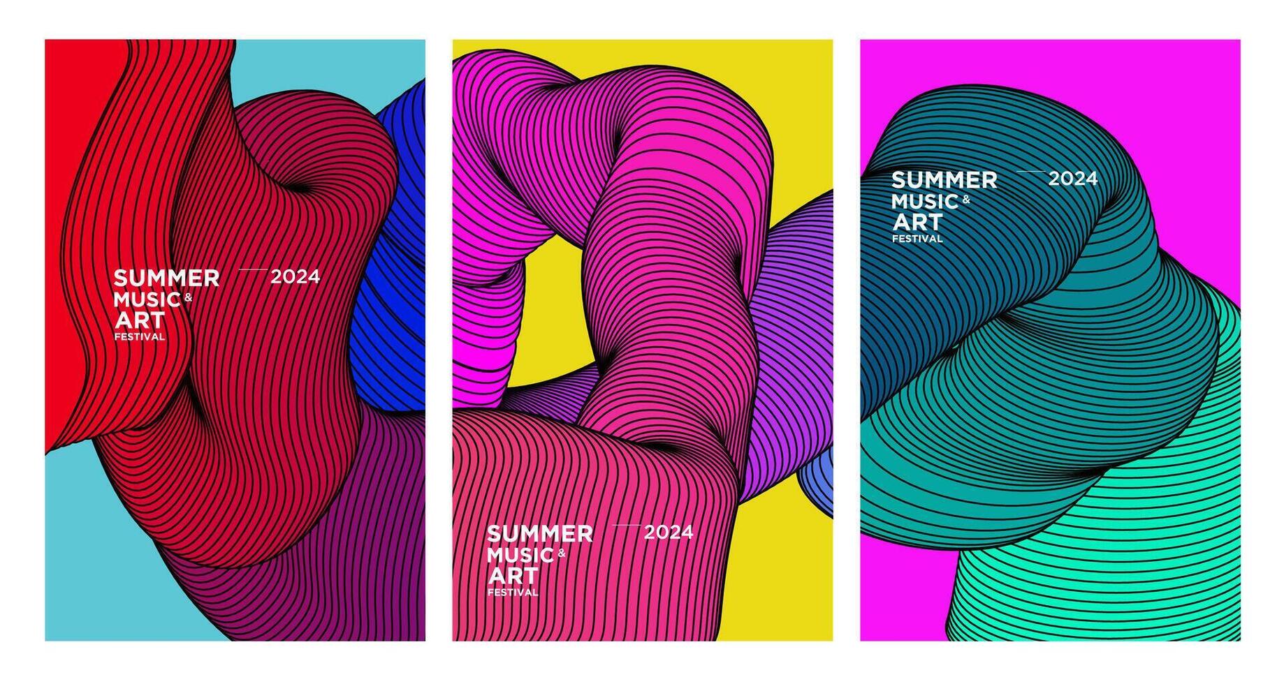 vetor colorida abstrato fluido fundo para verão arte e música festival 2024