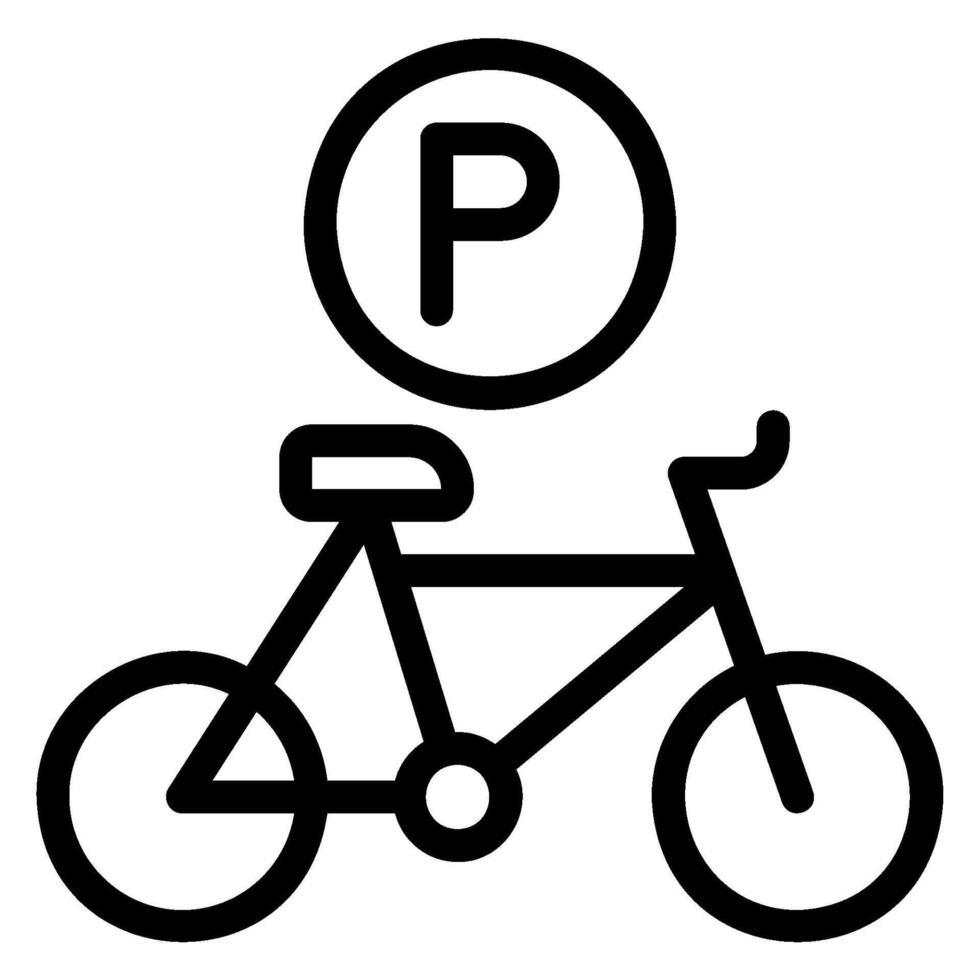 bicicleta estacionamento linha ícone vetor