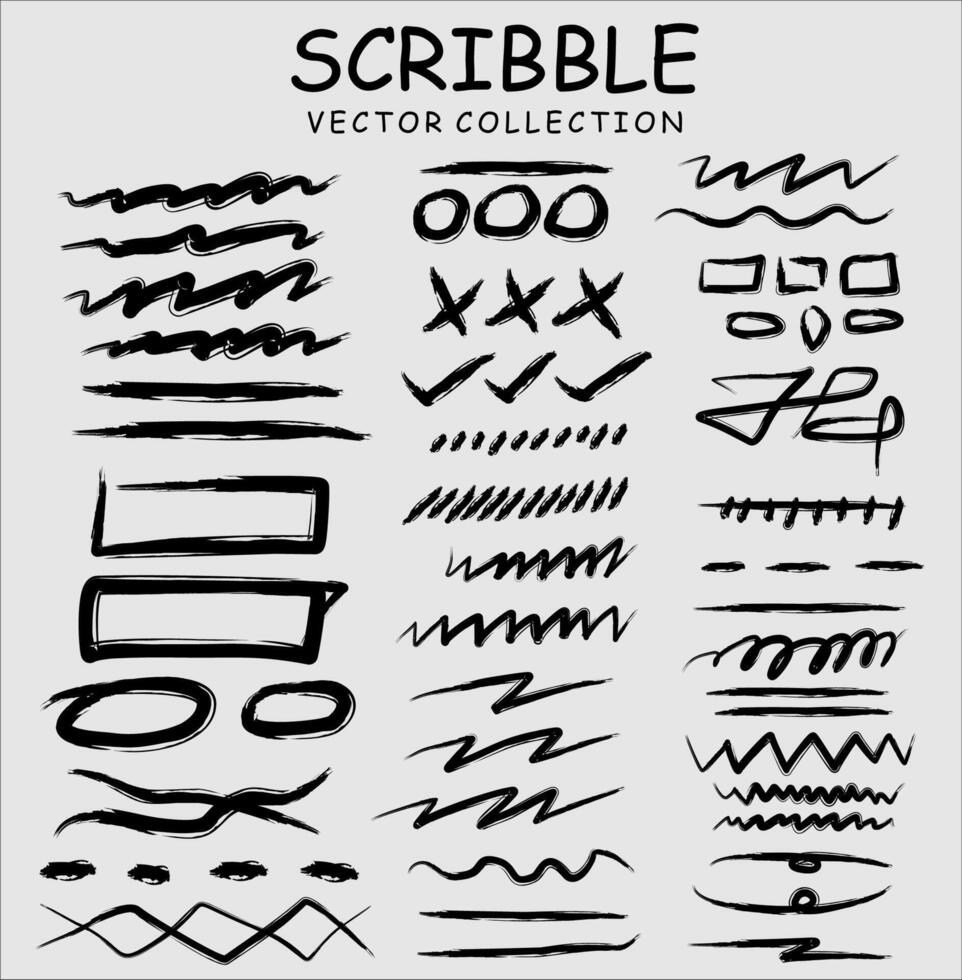 carvão lápis encaracolado linhas e rabiscos. rabisco escova golpes vetor definir. mão desenhado marcador rabiscos. Preto lápis esboços. escova acidente vascular encefálico linhas, rabiscos, pintas isolado.