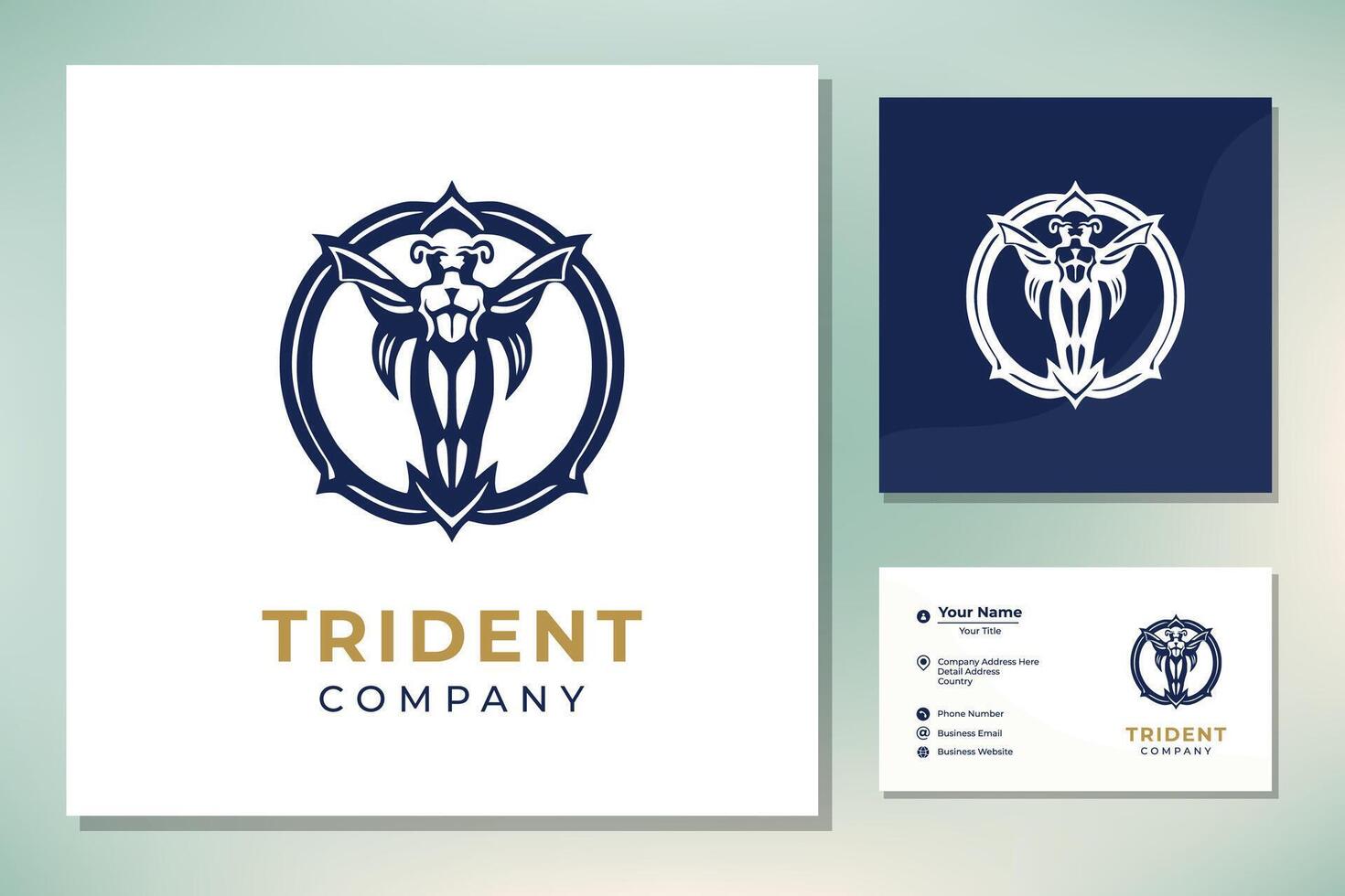 tridente netuno deus poseidon tritão rei shiva lança rótulo design de logotipo vetor