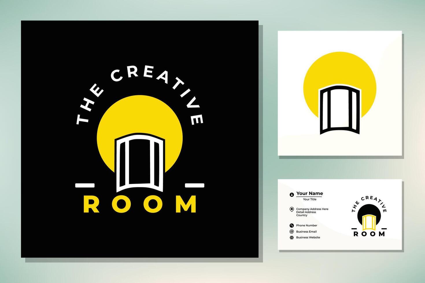 porta com luz lâmpada luminária para criativo idéia inspiração quarto estúdio logotipo Projeto vetor